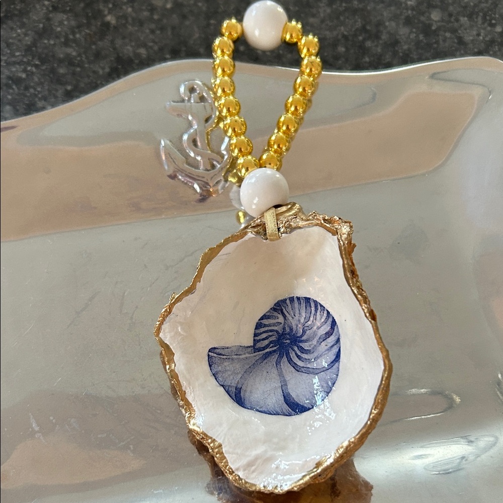 Handcrafted Shell On a Oyster Shell